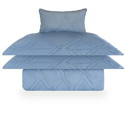 Colcha Casal com Almofada 300 Fios Naturalle  Azul