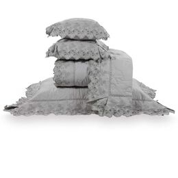 Colcha Casal com Almofadas 230 Fios Tulip Cinza