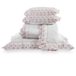 Colcha Casal com almofadas 300 Fios Camille Branco/Rose