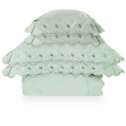 Colcha Extra Queen com Almofadas 400 Fios Diamante Verde Sálvia