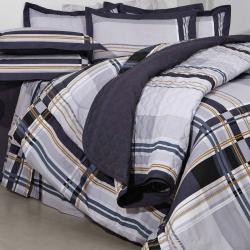 Colcha King 200 Fios Latur Marinho/Cinza