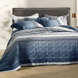 Colcha King 270 Fios Monteiro Cinza/Azul