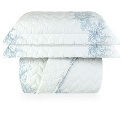 Colcha King 300 Fios Limoges Branca/Azul