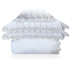 Colcha King com Almofada 400 Fios Provence Branca/Lilás
