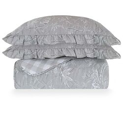 Colcha King com Almofadas 300 Fios Botanikos Cinza