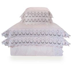 Colcha King com Almofadas 300 Fios Infinito Rosa/Branco