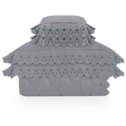 Colcha King com Almofadas 400 Fios Raízes Cinza Lunar