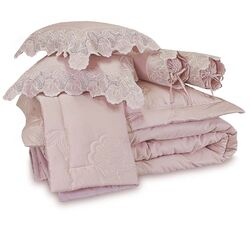 Colcha King com Almofadas e Rolinhos 400 Fios Marbella Rosé