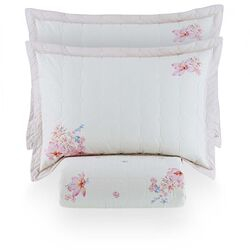 Colcha Queen 200 Fios Licenza Off White/Rosé