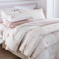 Colcha Queen 200 Fios Licenza Off White/Rosé