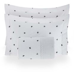 Colcha Queen 200 Fios Vintage Kanji Branca/Preto