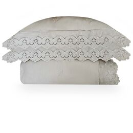 Colcha Queen com Almofada 400 Fios Butterfly Bege/Cru