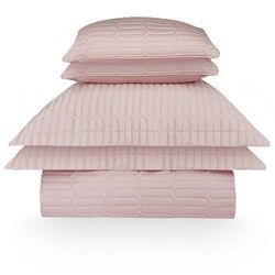 Colcha Queen com Almofadas 300 Fios Panamá Rosa