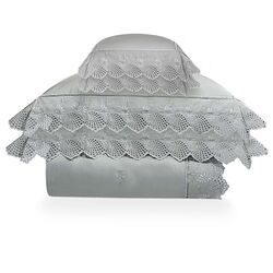 Colcha Queen com Almofadas 300 Fios Vitalle Cinza