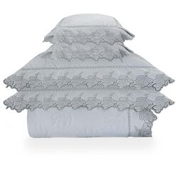 Colcha Queen com Almofadas 400 Fios Foliage Cinza