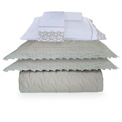 Colcha Queen com Lençol e Fronhas Nicole Bege