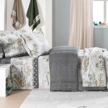 imagem de Colcha Solteiro 180 Fios Dinossauros - Karsten