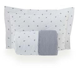Colcha Solteiro 200 Fios Vintage Ancor Branca/Azul