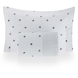 Colcha Solteiro 200 Fios Vintage Kanji Branca/Preto