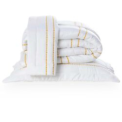 Colcha Solteiro 300 Fios Dots Branca/Amarelo