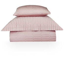 Colcha Solteiro com Almofada 300 Fios Panamá Rosa
