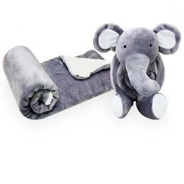 Edredom Berço Dupla Face Animals Elefante Cinza/Branco