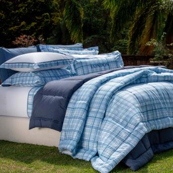 imagem de Edredom Queen com Fronhas 200 Fios Xadrez London - Naturalle Fashion