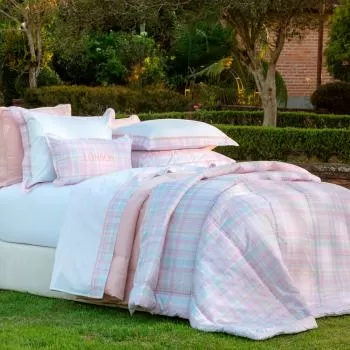 imagem de Edredom Queen com Fronhas 200 Fios Xadrez London - Naturalle Fashion