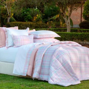 imagem de Edredom Solteiro King com Fronha 200 Fios Xadrez London - Naturalle Fashion