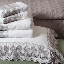 Fronha 50x70cm 600 Fios Reggence Branco/Bege Jalla