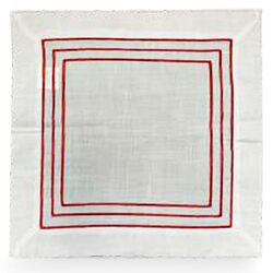 Guardanapo Avulso Quadrado 45x45cm 4526 Branco/Vermelho