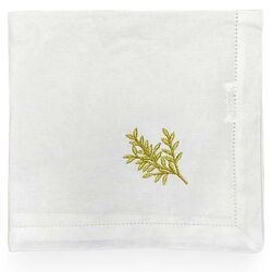 Guardanapo Avulso Quadrado 50x50cm 5622 Folhas Branco/Dourado