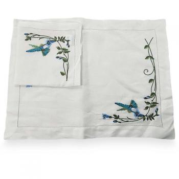 imagem de Jogo Americano com Guardanapo Bordado Linho Beija-Flor 2 peas - Catran