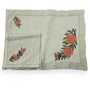 imagem de Jogo Americano com Guardanapo Bordado Linho Cravo 2 peas - Catran