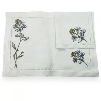 imagem de Jogo Americano com Guardanapo Bordado Linho Íris 2 peças - Catran