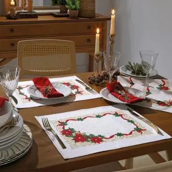 imagem de Jogo Americano Retangular Athenas Natal 105 2 peas - Dohler