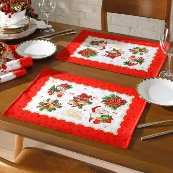 imagem de Jogo Americano Retangular Athenas Natal 111 2 peças - Dohler