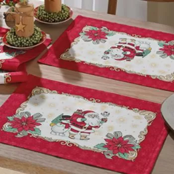 imagem de Jogo Americano Retangular Athenas Natal 119 2 peças - Dohler