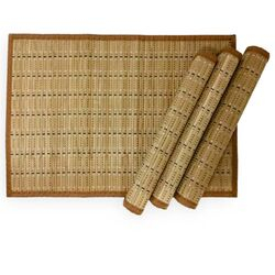 Jogo Americano Retangular Bamboo Acre 4 peças Bege