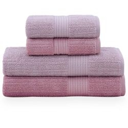 Jogo de Banho Fio Penteado Canelado 4 peças Rosa 634/Rosa Blush 371