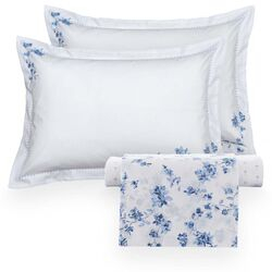 Jogo de Cama Casal 200 Fios Azuri Branco/Azul