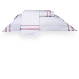 Jogo de Cama Casal 200 Fios Davos Branco/Rosa