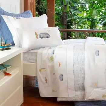 imagem de Jogo de Cama Casal 200 Fios Ondas do Surf - Naturalle Fashion