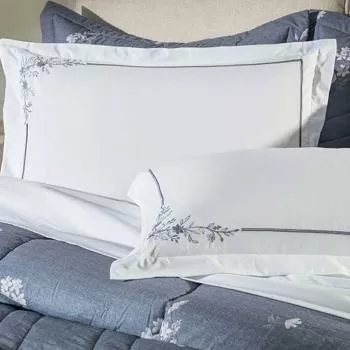 imagem de Jogo de Cama Casal 200 Fios Tinto Bordado Helen - Karsten