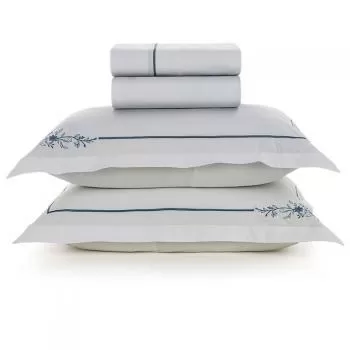 imagem de Jogo de Cama Casal 200 Fios Tinto Bordado Helen - Karsten