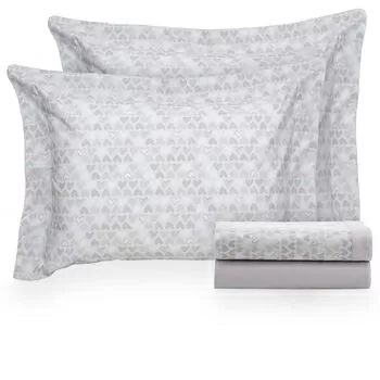 imagem de Jogo de Cama Casal 200 Fios Vintage Corações - Kacyumara