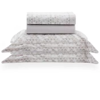 imagem de Jogo de Cama Casal 200 Fios Vintage Corações - Kacyumara