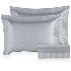 Jogo de Cama Casal 200 Fios Vintage Estrela Cinza