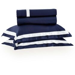 Jogo de Cama Casal 300 Fios Bellágio Marinho/Pérola