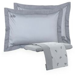 Jogo de Cama Casal 300 Fios Bike Cinza